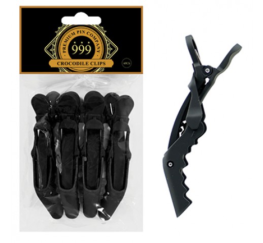 Rubberised Black Crocodile Sectioning Clip 4pc - Hair products New Zealand  | Nation wide hairdressing & hair care group