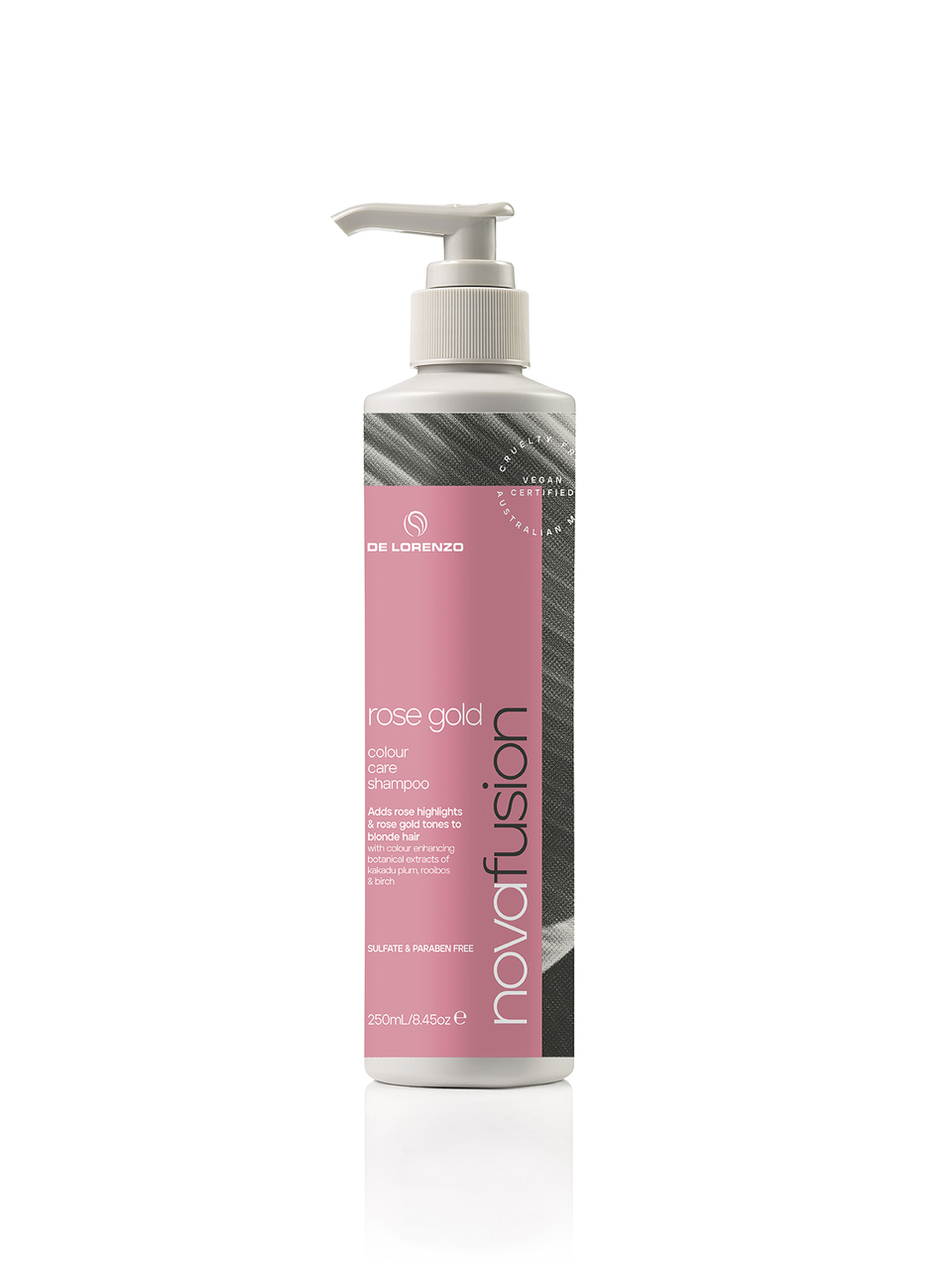 De Lorenzo Nova Fusion Rose Gold Shampoo 250ml - Hair products New Zealand  | Nation wide hairdressing & hair care group