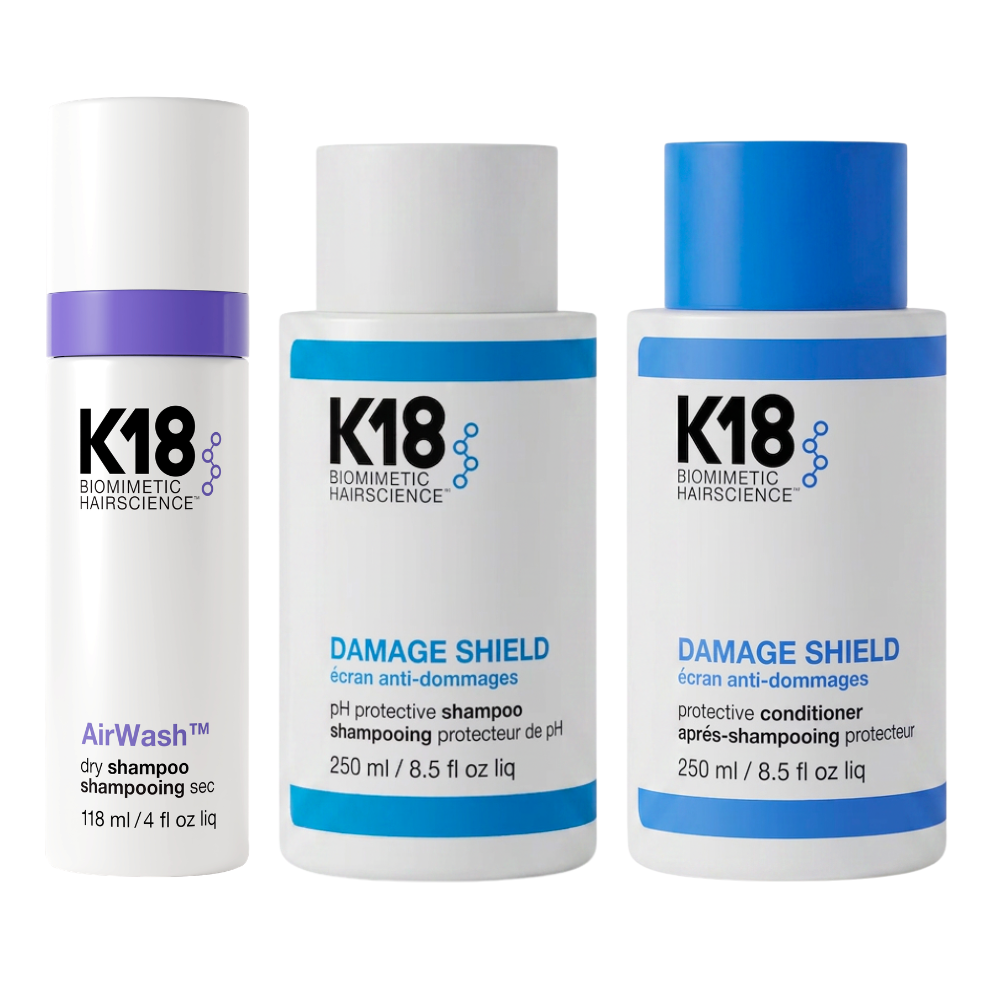 K18 Shield & Refresh Bundle (Damage Shampoo, Conditioner, Dry Shampoo)