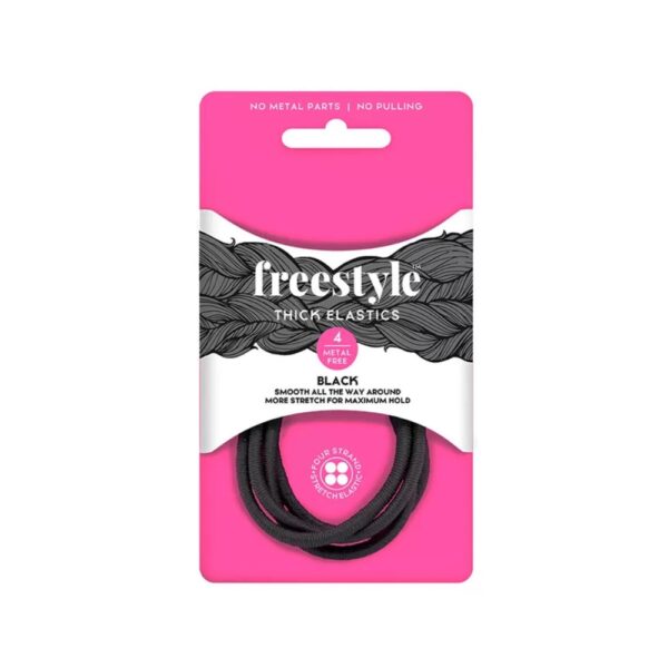 Freestyle Metal Free Hair Elastics - Black 4 Pack