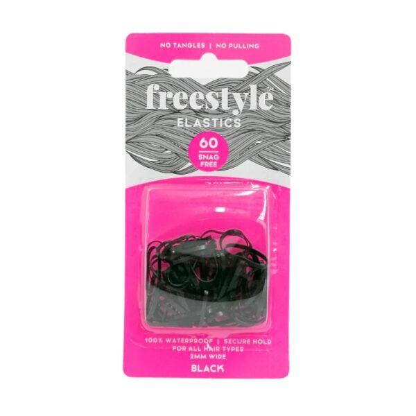 Freestyle Snag Free Hair Elastics 2mm Black 60 Pack