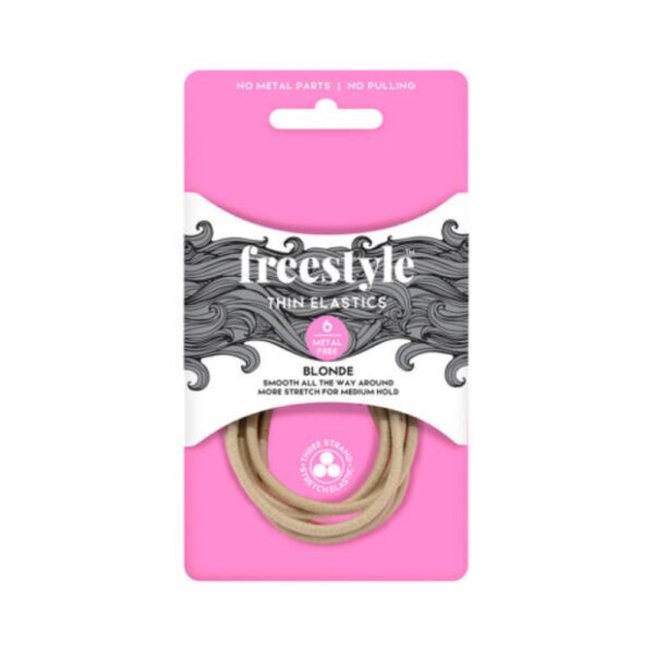 Freestyle Thin Metal Free Hair Elastics - Blonde 6 Pack